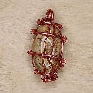 Jasper, Unakite / Copper Pendant